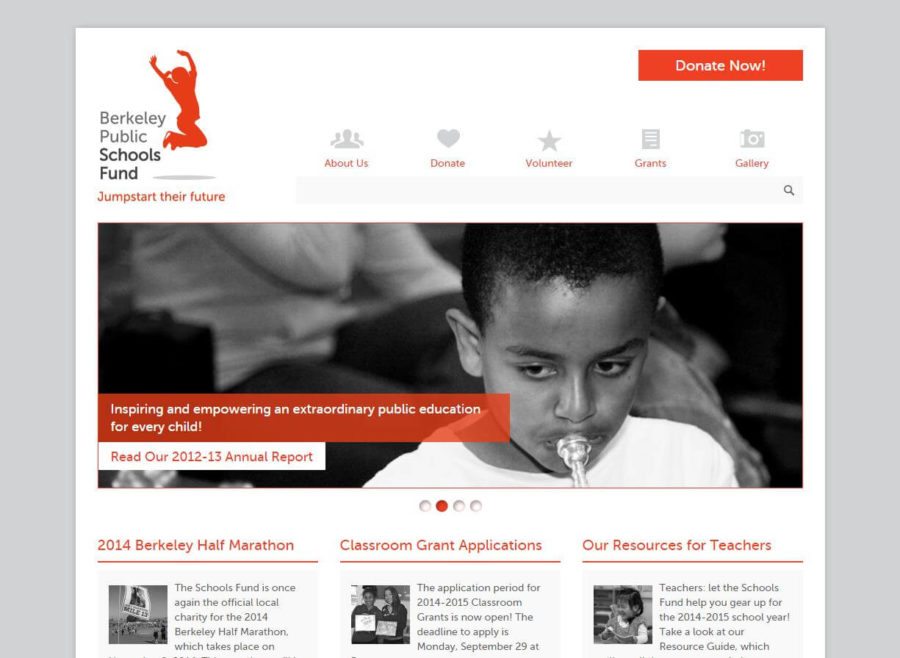 Screenshot of Berkeley Public Schools Fund website on desktop