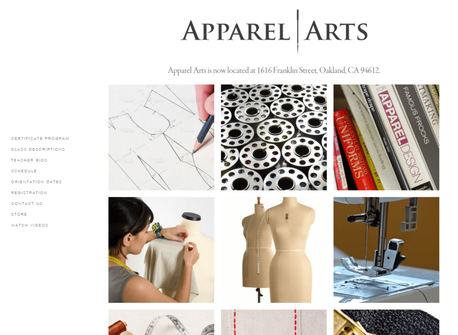 Screenshot of Apparel Arts website on desktop