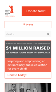 Screenshot of Berkeley Public Schools Fund website on mobile