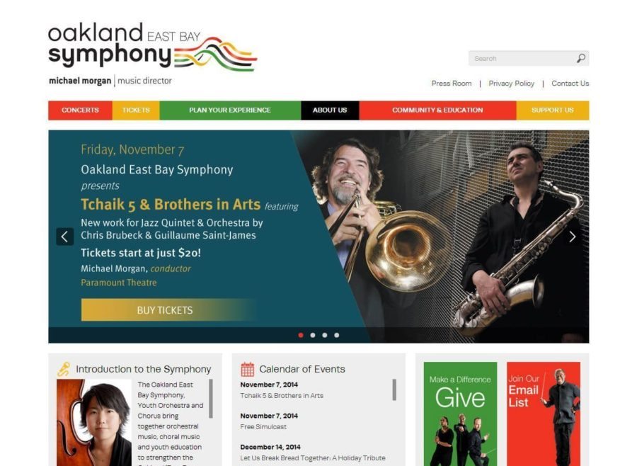 Screenshot of Oakland Symphony website on desktop