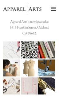 Screenshot of Apparel Arts website on mobile