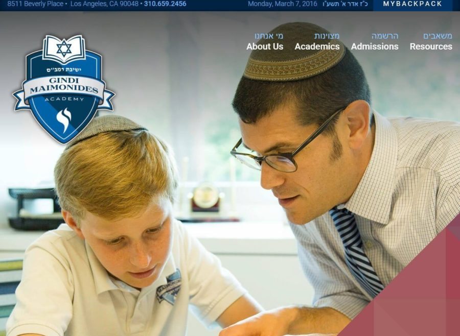 Screenshot of Maimonides Academy website on desktop