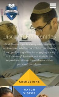 Screenshot of Maimonides Academy website on mobile