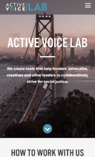 Screenshot of Active Voice Lab website on mobile
