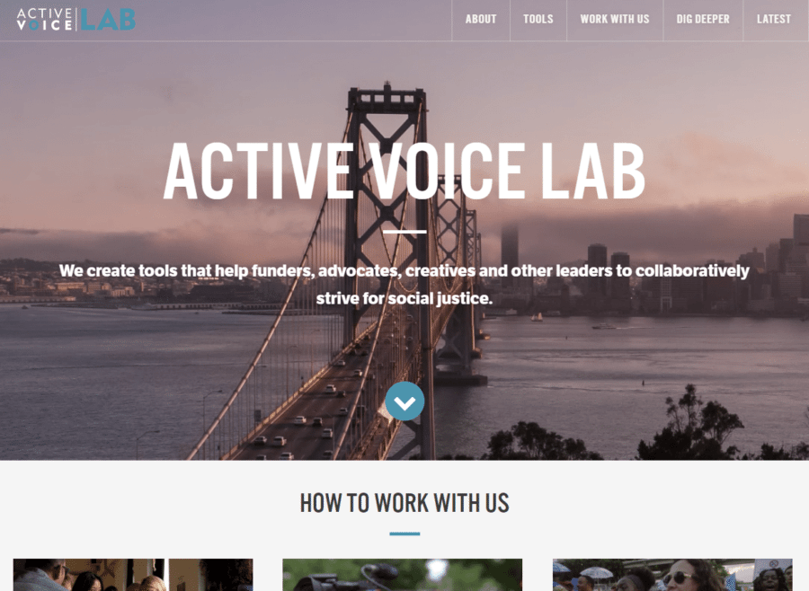 Screenshot of Active Voice Lab website on desktop