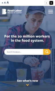Screenshot of Food Labor Research Center website on mobile