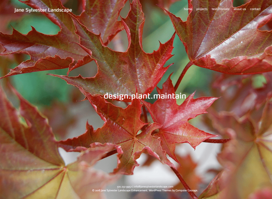 Screenshot of Jane Sylvester Landscape website on desktop