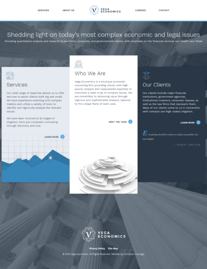 Screenshot of Vega Economics website on tablet