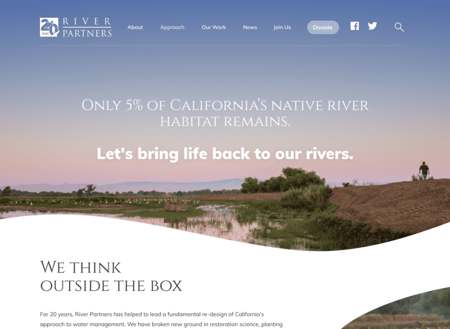 Screenshot of River Partners website on desktop