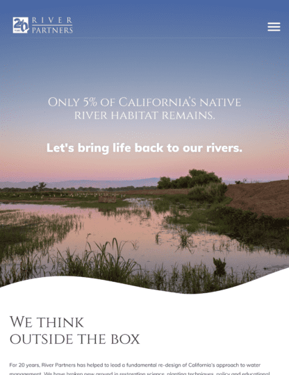 Screenshot of River Partners website on tablet