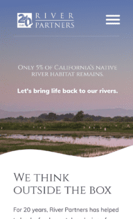 Screenshot of River Partners website on mobile